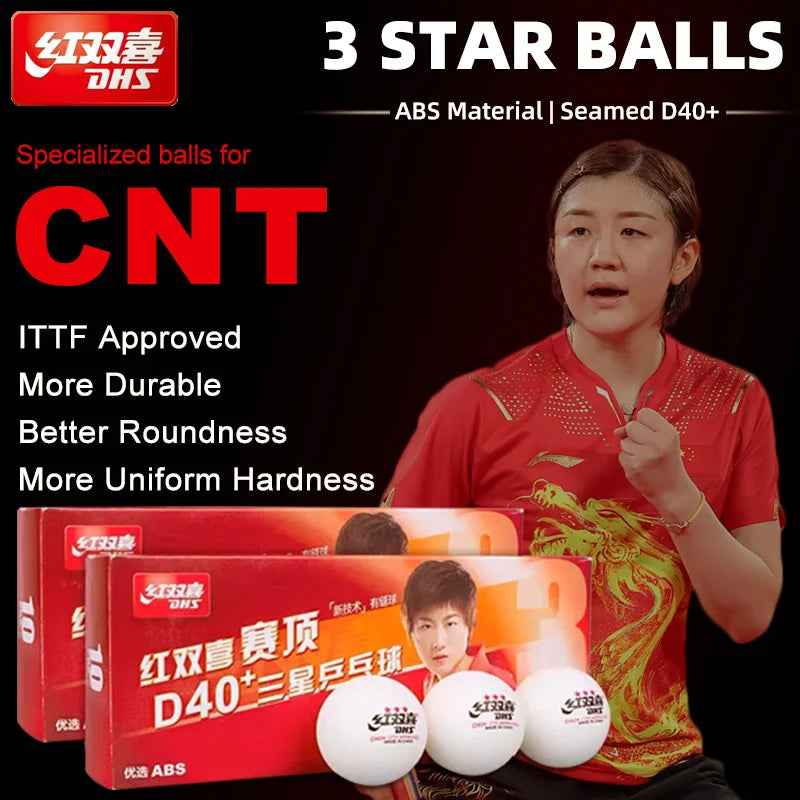 DHS D40+ Table Tennis Balls – 3-Star Match and Training Packs
