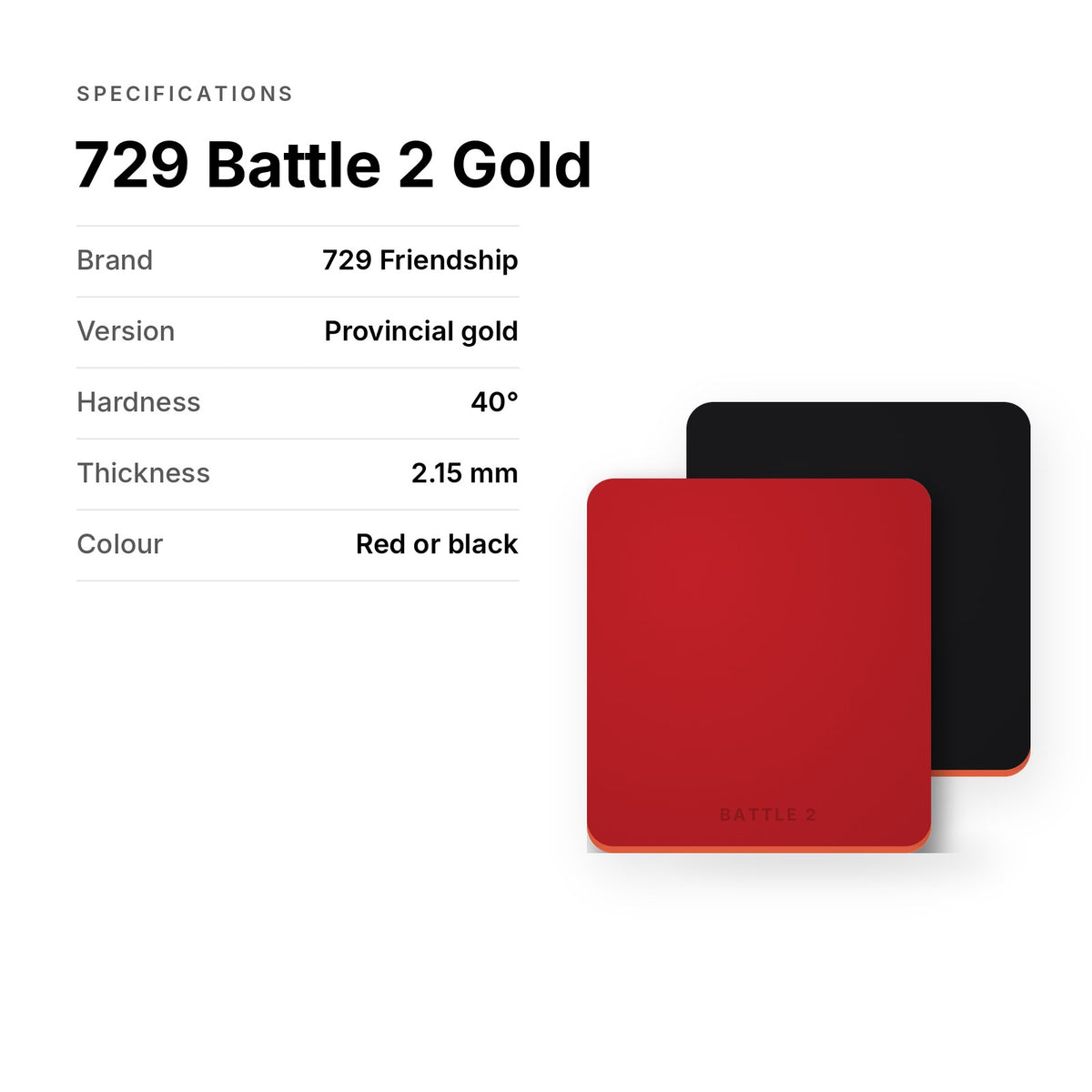 729 Battle 2 Provincial Gold rubber specifications