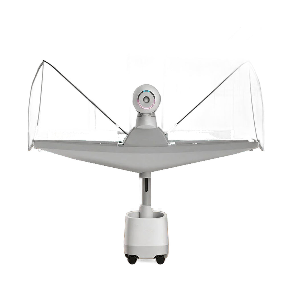 Champion Series Max floor-standing table tennis robot with catch net on a white background