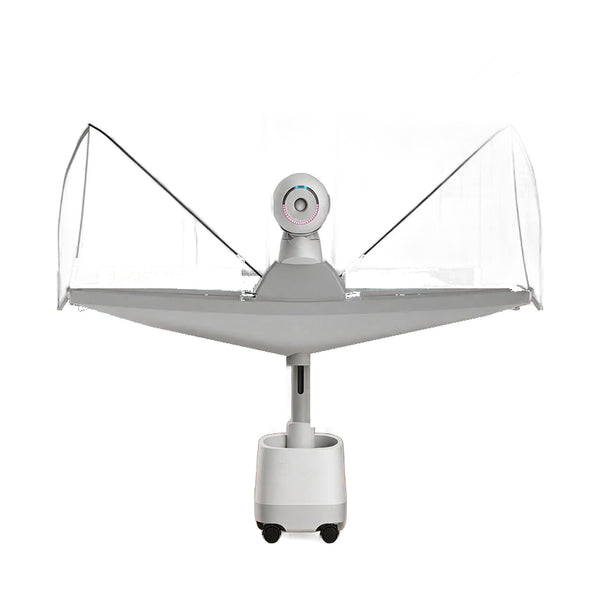 Champion Series Max floor-standing table tennis robot with catch net on a white background