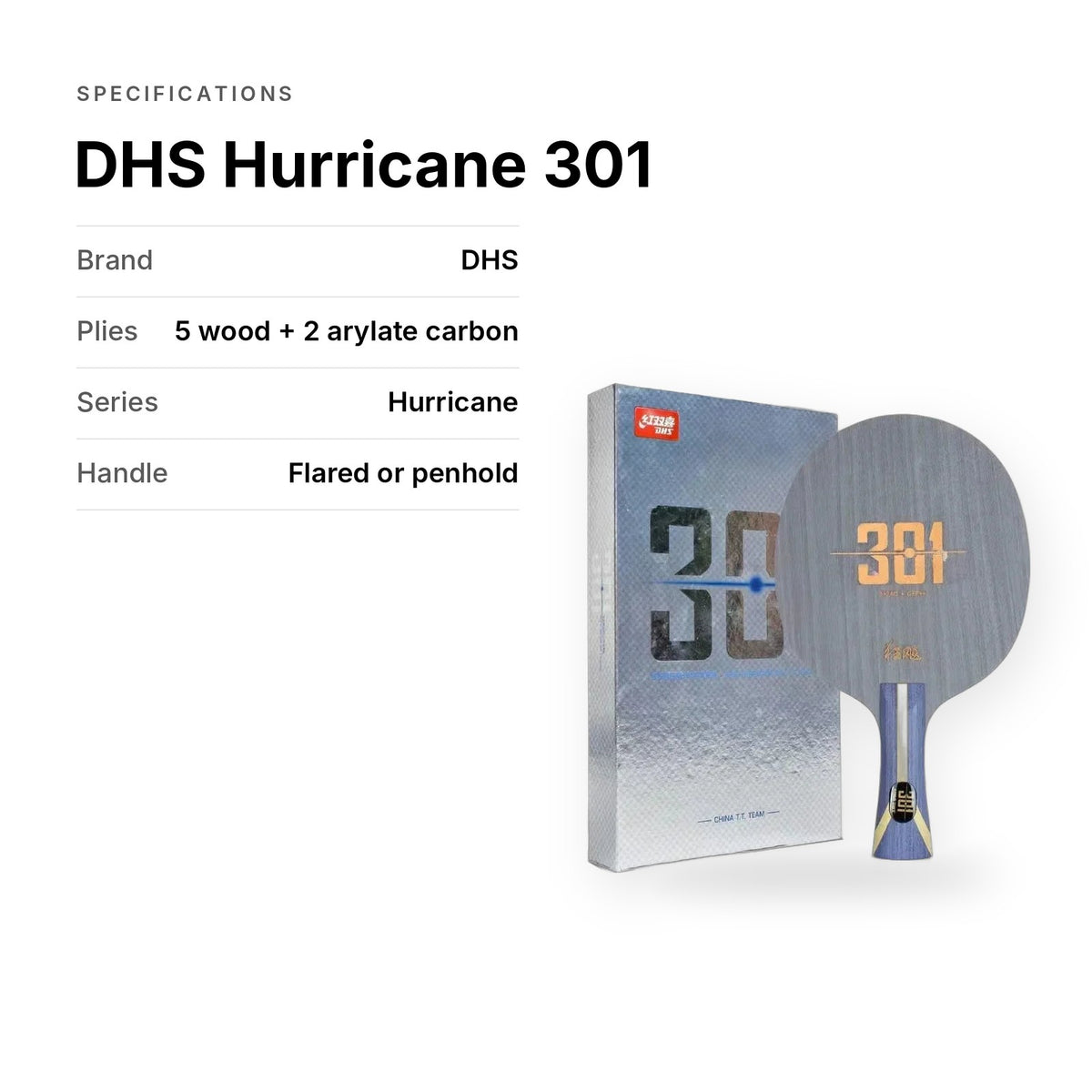 DHS Hurricane 301 blade specifications