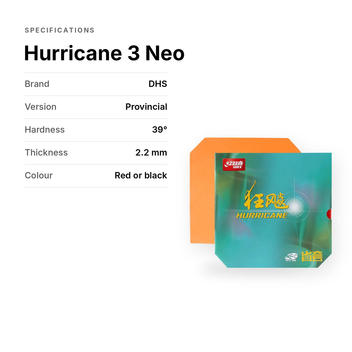 DHS Hurricane 3 Neo Provincial rubber specifications