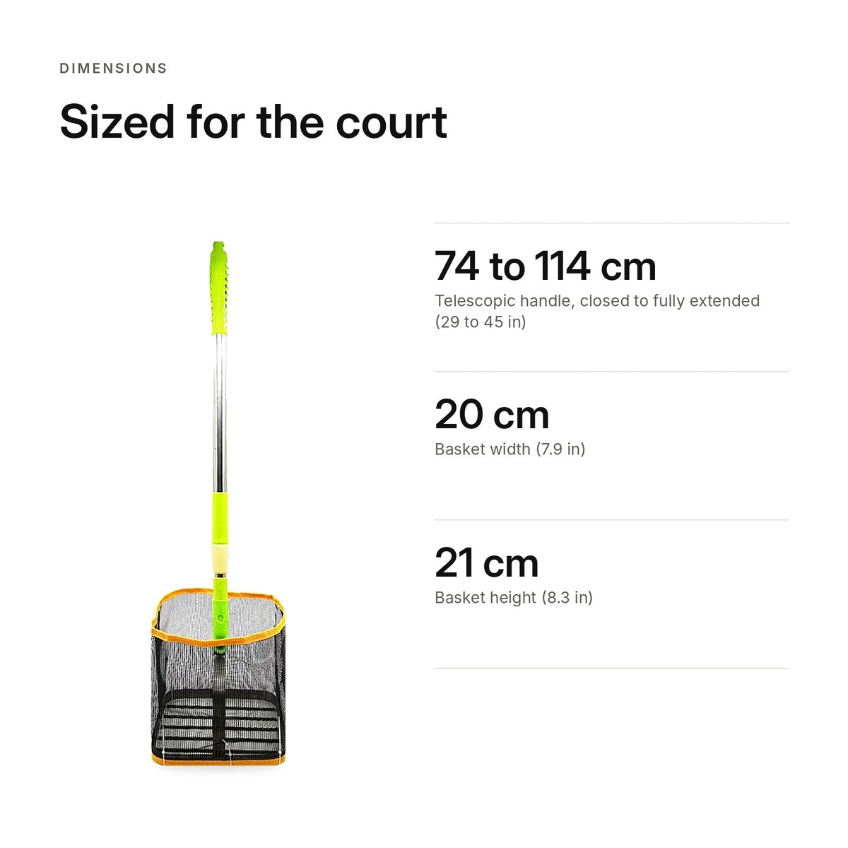 Extendable ball pick-up net